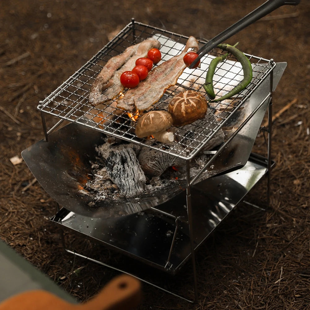 Portable Folding Camping BBQ Grill & Fire Pit – Stainless Steel Camping BBQ Grill Richie's