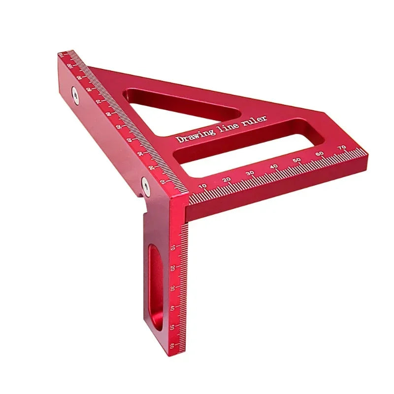 Aluminum Alloy Woodworking Square Protractor Miter Triangle Ruler Woodworking Measuring Ruler Richie's British system Red