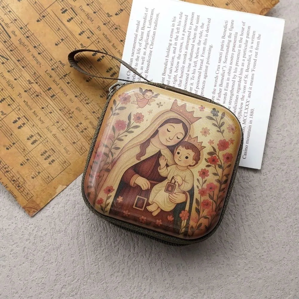 Virgin Mary Rosary Storage Bag – Zippered Christian Gift Box Rosary Storage Box Richie's