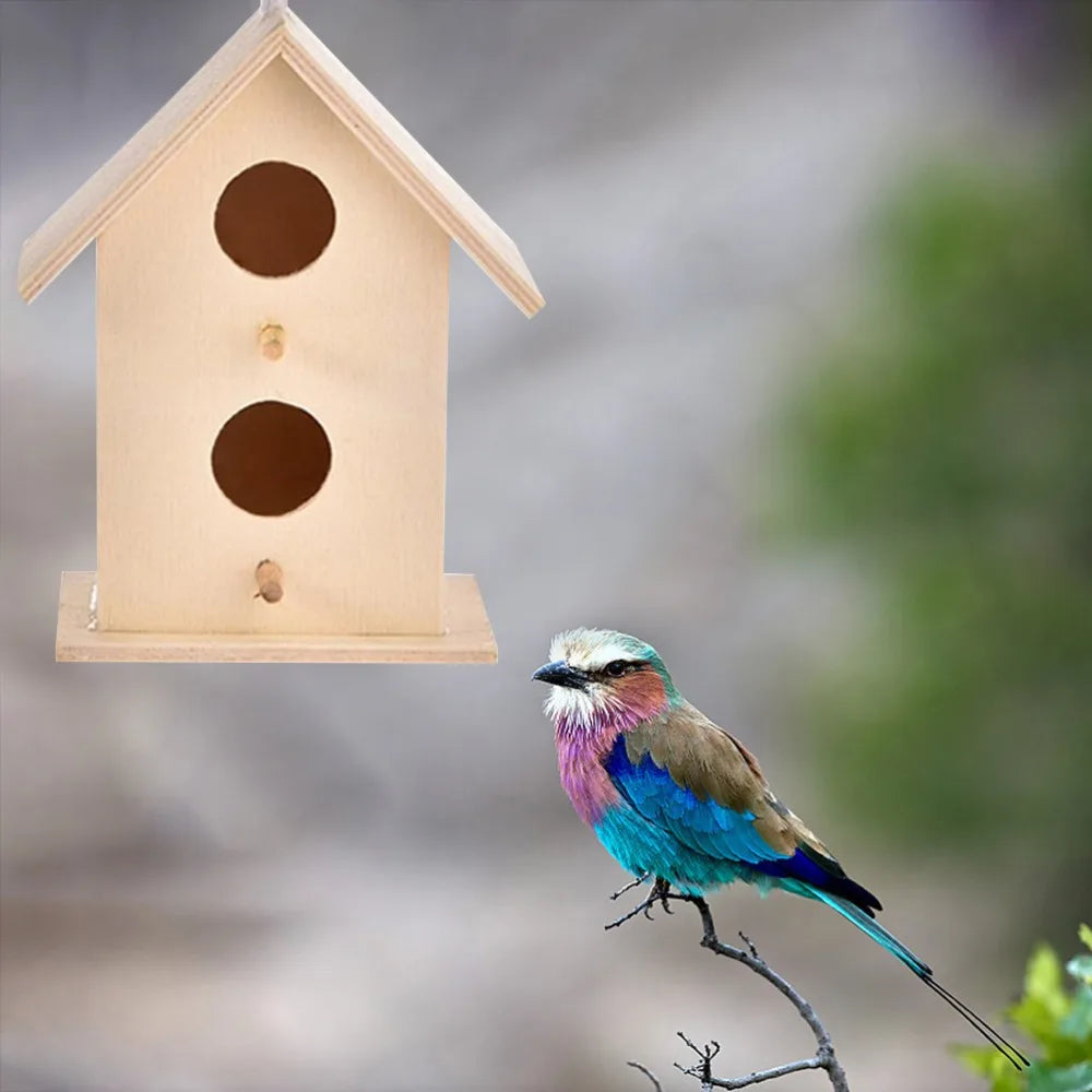 Wooden Birdhouse Dual Entrance Holes Garden Décor Nesting Box Decorative Birdhouse Richie's