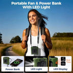 Portable Neck Fan with Power Bank & LED Light | 5-Speed Wearable Neck Fan Richie's