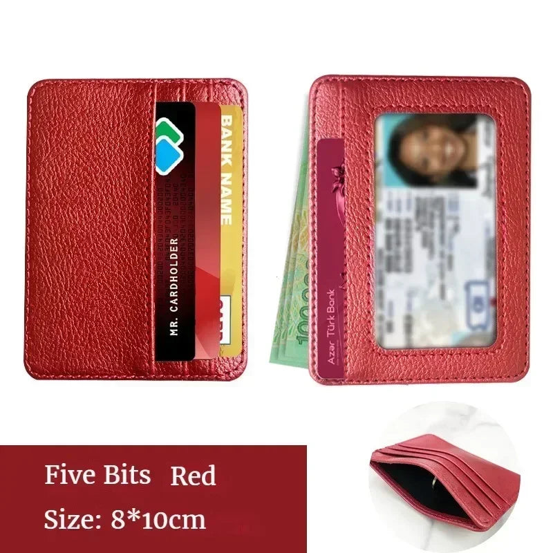 Ultra-Thin PU Leather Mini Wallet – 4-Slot Card Holder Slim Card Holder Wallet Richie's Red