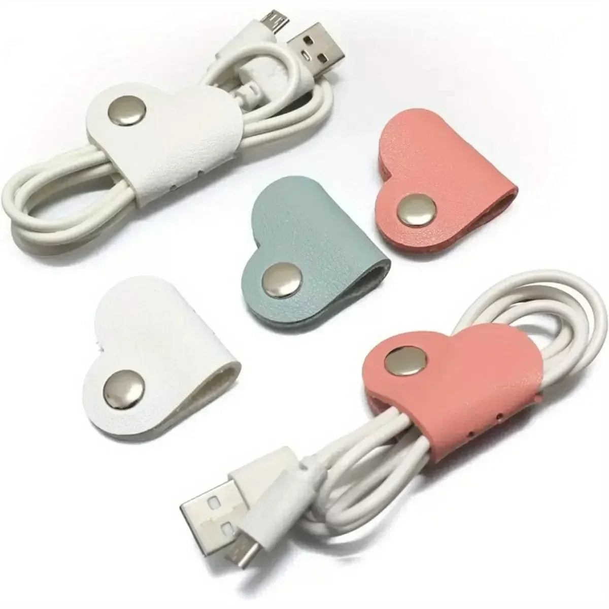 PU Leather Heart-Shaped Cable Organizer & Headphone Clip Cable Organizer Clip Richie's