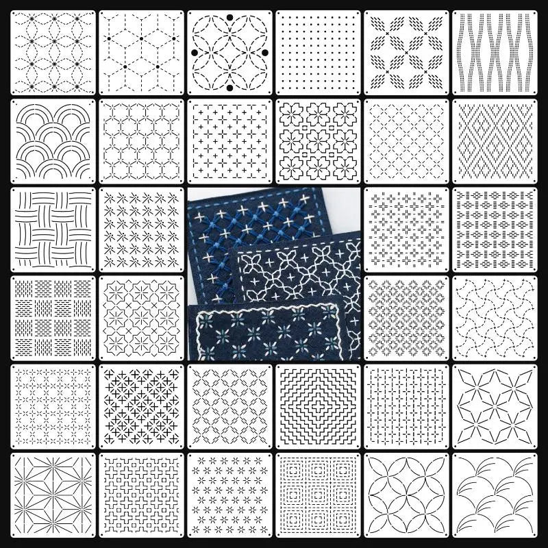 Sashiko Embroidery Stencils 9/32Pcs Reusable Geometric Templates Embroidery Stencil Set Richie's 32Pcs
