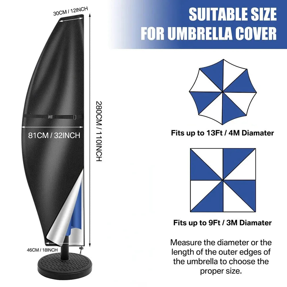 APWIKOGER Patio Umbrella Cover Waterproof Anti-UV with Zipper Patio Umbrella Cover Richie's black 280cm