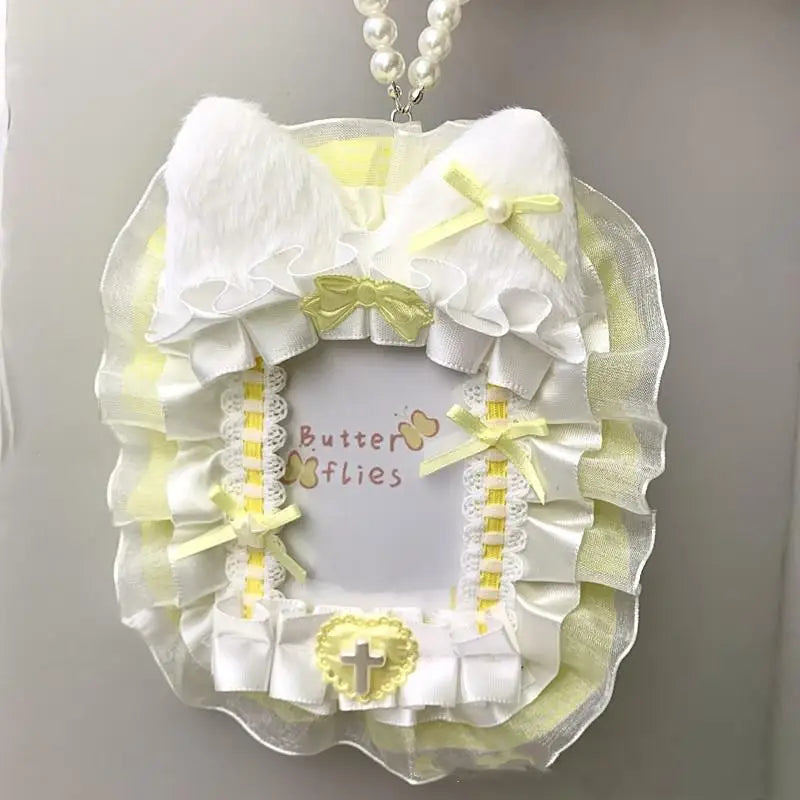 Sweet Plush Lace Photocard Holder with Bowknot Pendant Photocard Holder Richie's A8