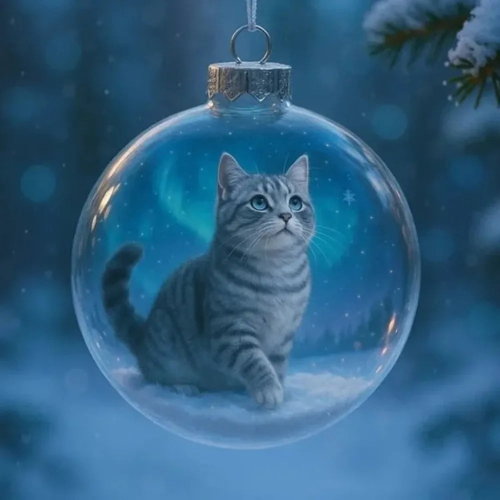 Cat Christmas Ball Ornament Acrylic Bauble DIY Pendant Christmas Ornament Richie's Style 9