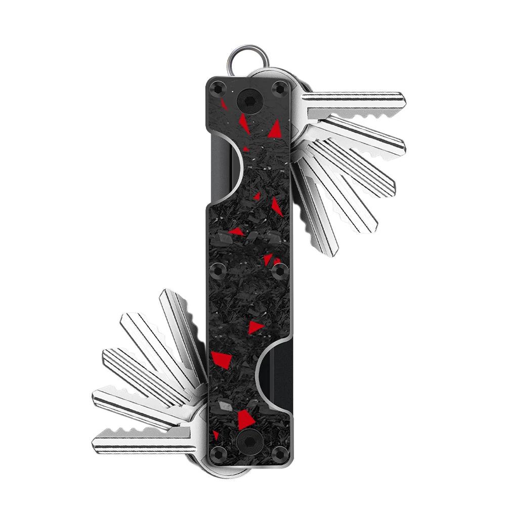 Zeeker Compact Key Organizer – Minimalist Expandable Keychain Key Organizer Richie's red carbon fiber