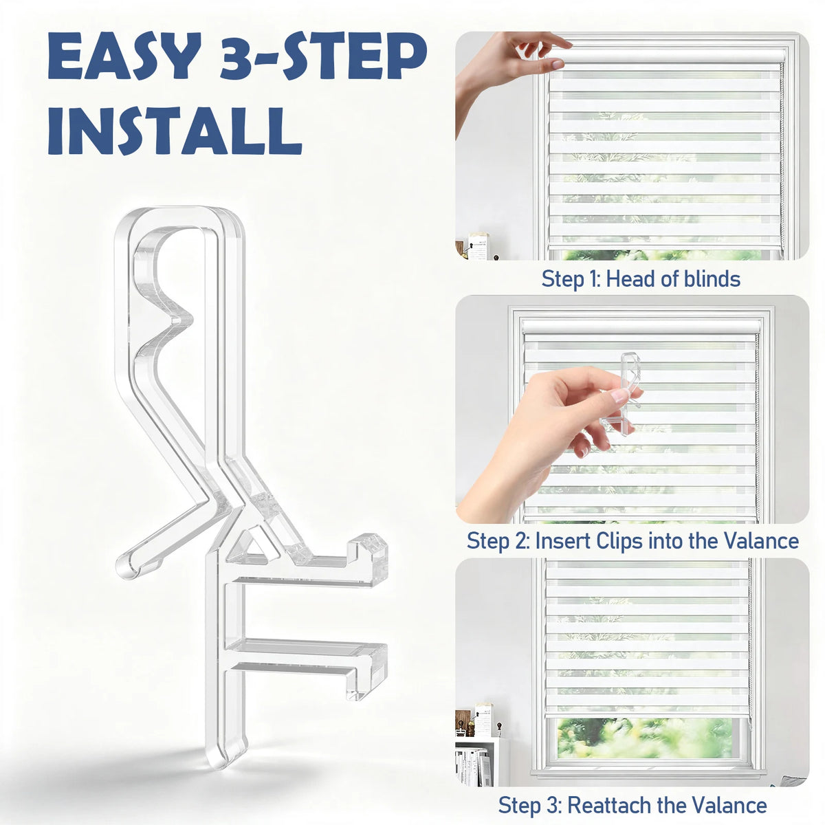 60-Pack Curtain Track Clips – Clear & Silver Snap-In Valance Clips Curtain Track Clips Richie's