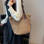 Handmade Rattan Straw Beach Bag Women's Bohemian Tote Woven Straw Tote Richie's