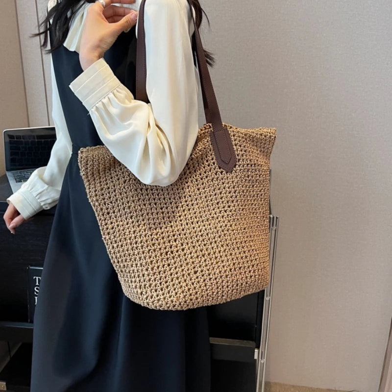 Handmade Rattan Straw Beach Bag Women's Bohemian Tote Woven Straw Tote Richie's