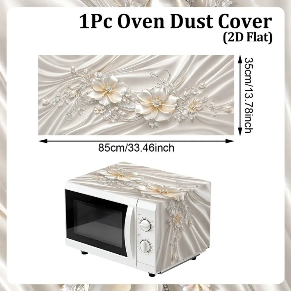 Floral Microwave Cover Waterproof Dust Protector Mat | Polyester Appliance Dust Cover Richie's D