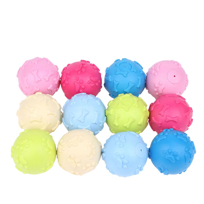 Squeaky Latex Dog Toy Ball – Paw Print for Small Breeds Dog Chew Toy Richie's A1