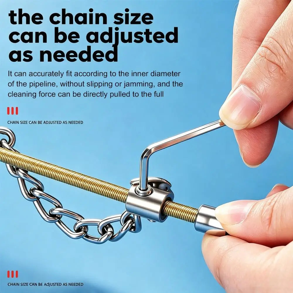Flexible Chain Drain Pipe Dredger – Adjustable 1–4m Steel Drain Pipe Dredger Richie's