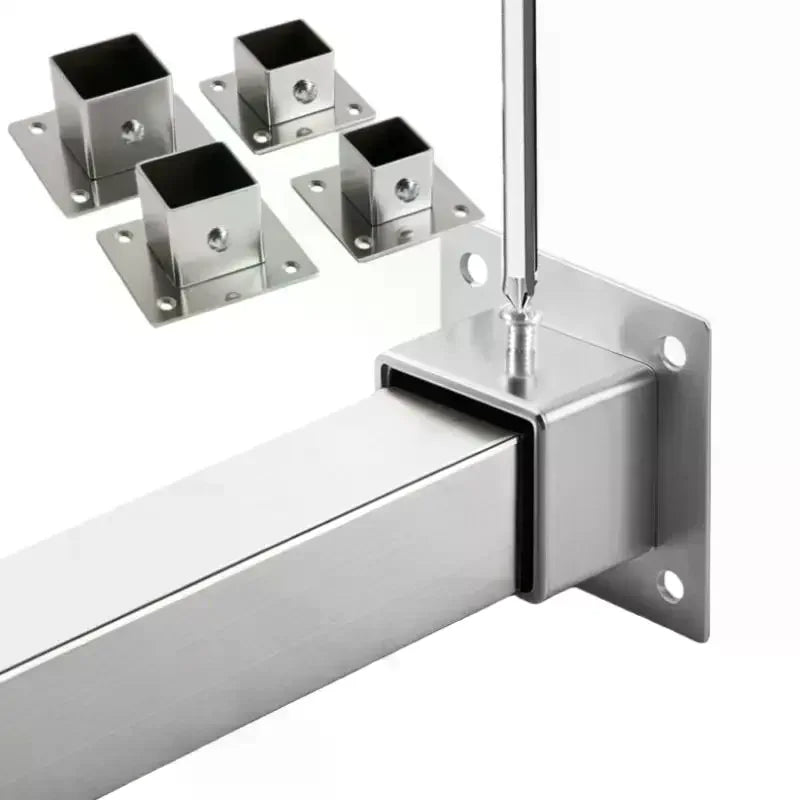 Stainless Steel Square Tube Flange Base Connector 25/30/35mm Tube Flange Connector Richie's