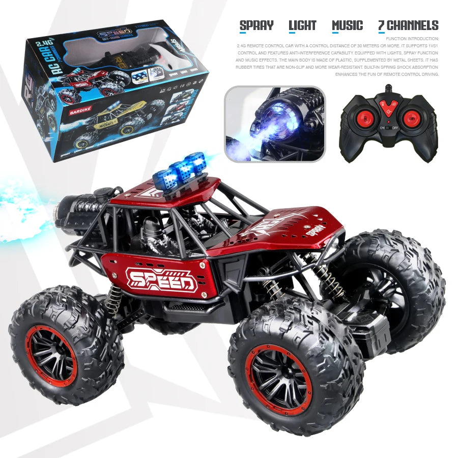 2.4G RC Off-Road Alloy Car – Lights, Music & Spray RC Off-Road Car Richie's Bd014-R