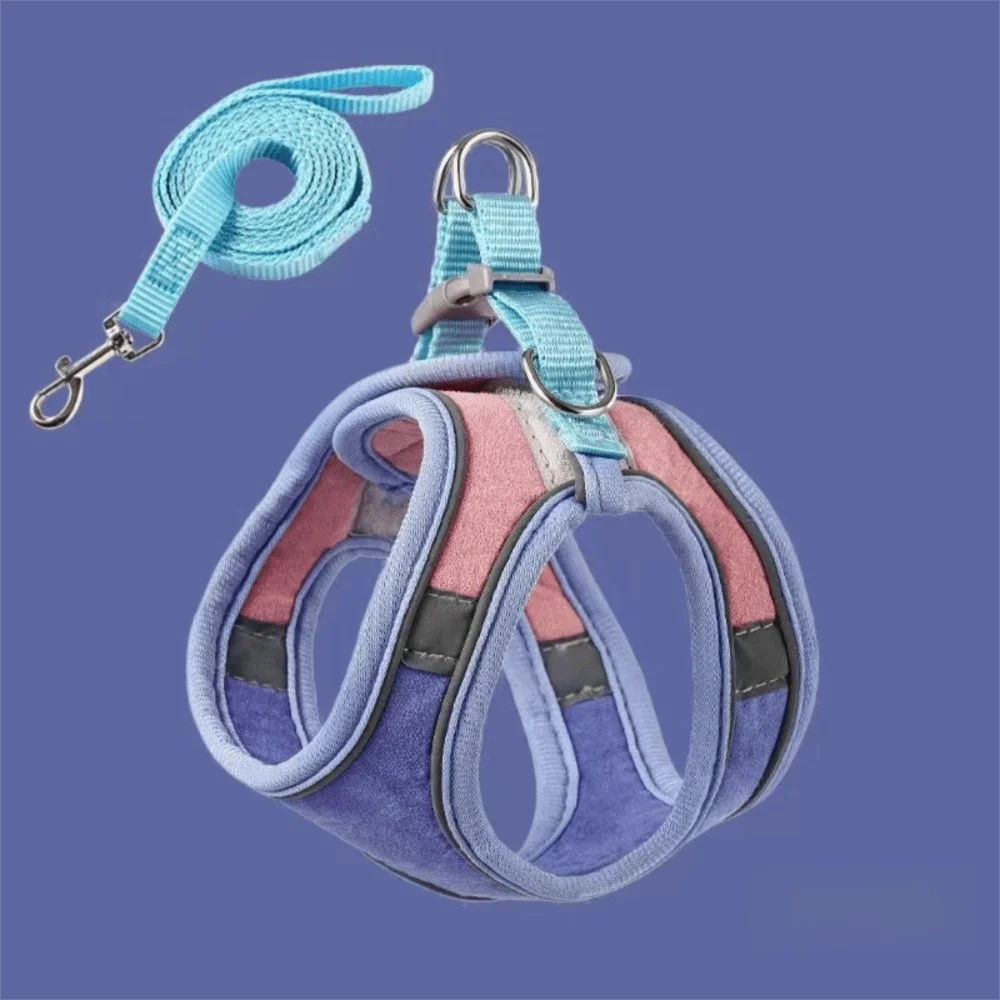 Soft Vest Cat Harness Adjustable Escape Proof Dog Leash S/M/L Pet Vest Harness Richie's L -4-8kg--Blue-Pink