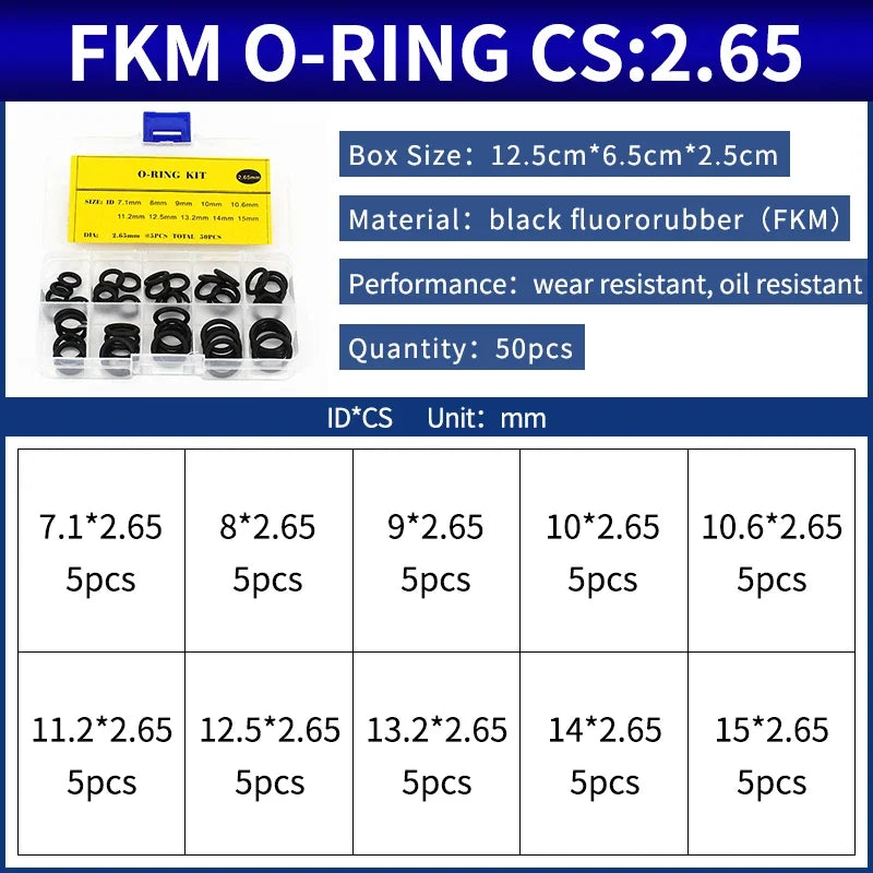 NBR Silicone FKM O-Ring Repair Kit – 1.8mm & 2.65mm Gasket Set
