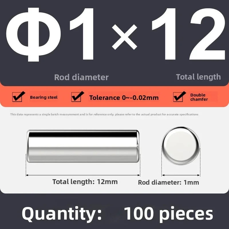 Veekaft 100pcs Bearing Steel Cylindrical Locating Pins M1 3–12mm Cylindrical Locating Pins Richie's M1x12 100pcs