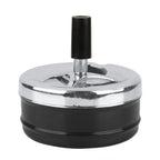 Modern Round Stainless Steel Ashtray – Windproof Spinning Lid Stainless Steel Ashtray Richie's Black-3.7inch