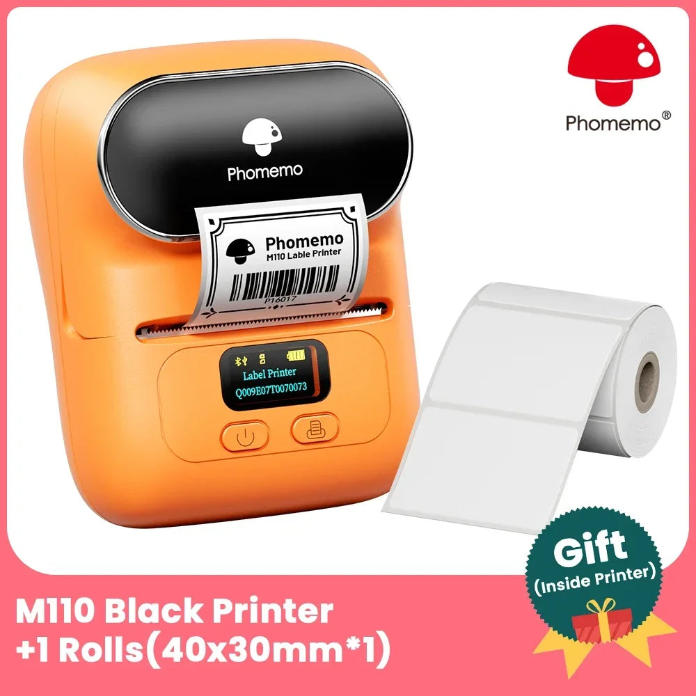 Phomemo M110 Bluetooth Thermal Label Maker | Portable Mini Printer Thermal Label Printer Richie's Orange