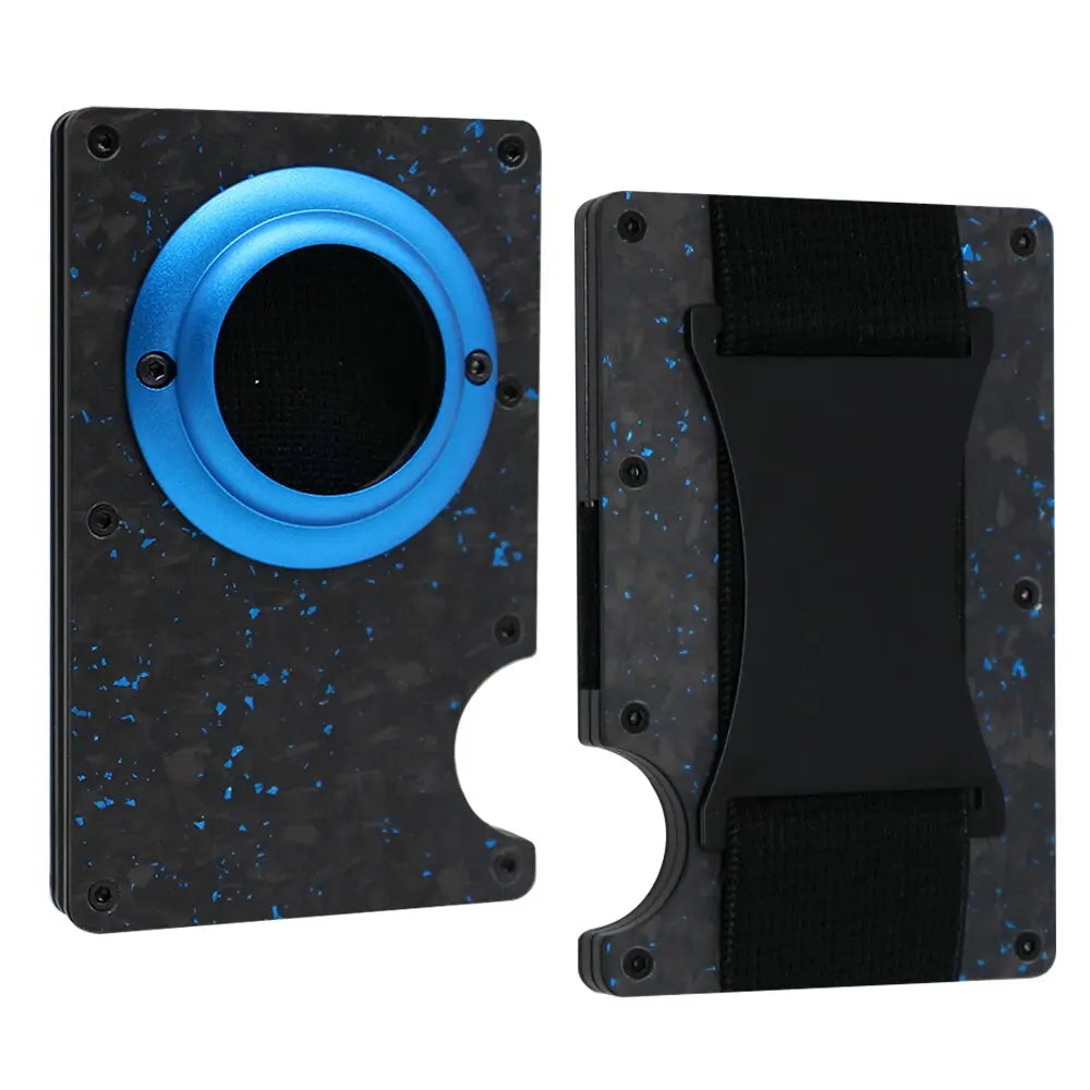 Zeeker Men's Metal Wallet | AirTag Bracket & RFID Blocking Metal Card Wallet Richie's blue carbon