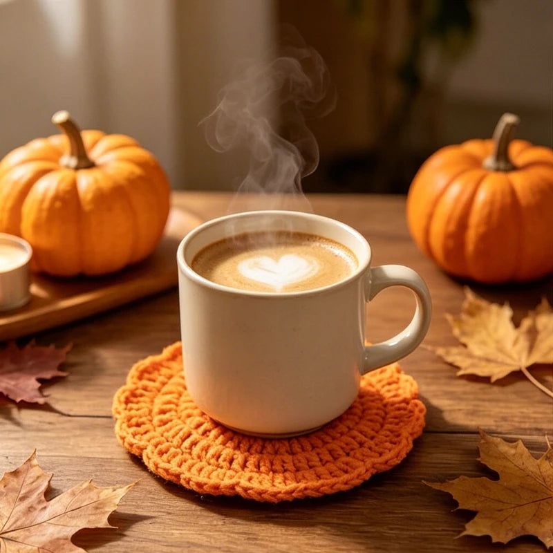 Crochet Pumpkin Coasters – Handmade Knit Fall Decor Set Crochet Coaster Set Richie's