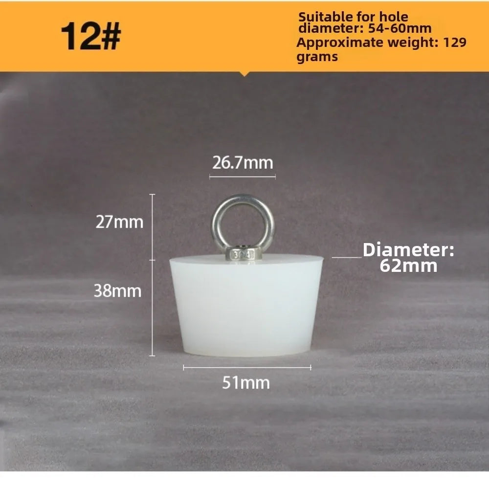 Tapered Silicone Stopper with Steel D-Ring | Universal Tube Plug Silicone Drain Stopper Richie's 12