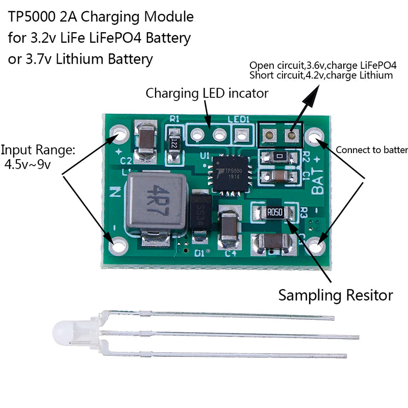 TP5000 3.6V/4.2V Li-Ion LiFePO4 Battery Charger Module 2A Battery Charger Module Richie's