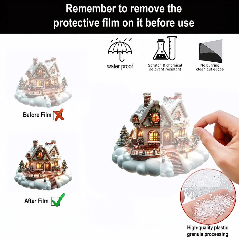Acrylic Snow House Christmas Tree Ornaments | Winter Décor Christmas Ornaments Richie's