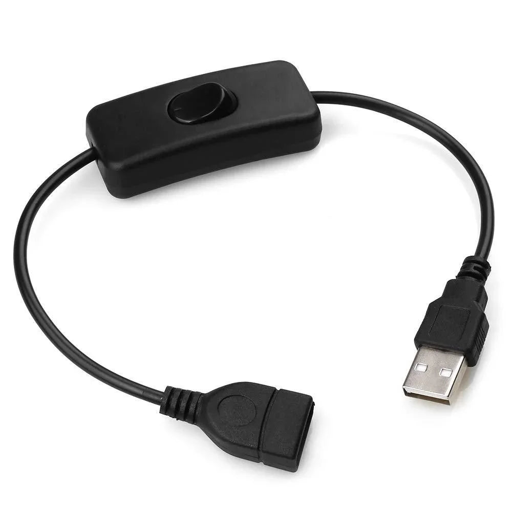 USB Extension Cable with ON/OFF Switch – Male to Female, 5V 2A USB Switch Cable Richie's USB Switch-Black 0.2M