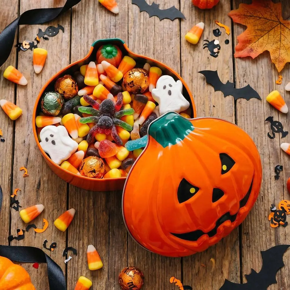Halloween Pumpkin Tinplate Candy Storage Box – 3 Sizes Halloween Candy Tin Richie's