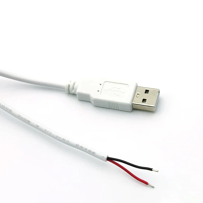 USB 2.0 2-Pin Power Supply Cable DIY Male Female White Wire USB Power Cable Richie's