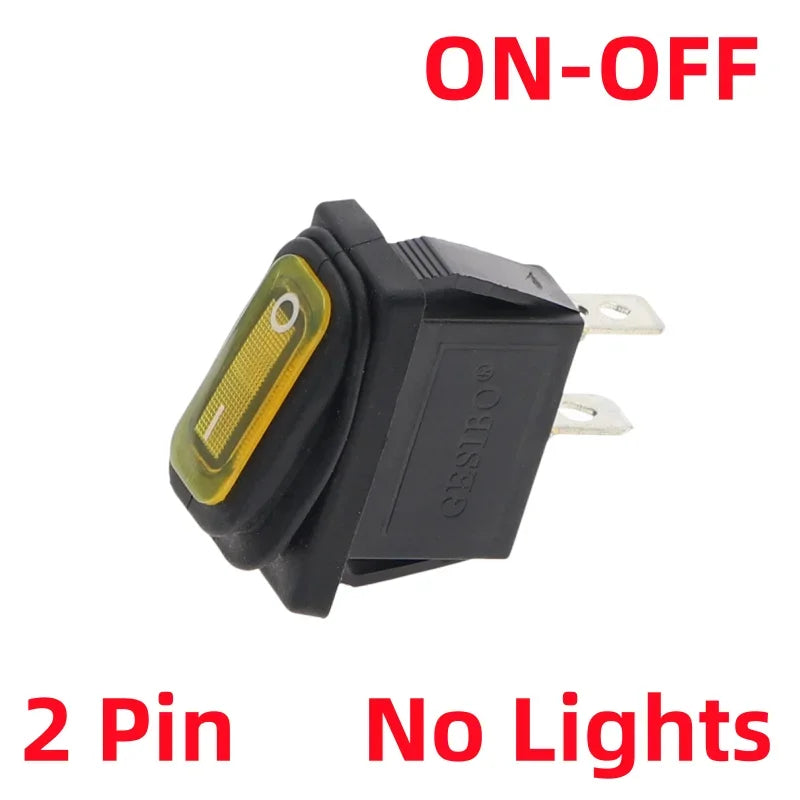 KCD3 Waterproof Rocker Switch 2-Pin ON-OFF 15A 250VAC Rocker Switch Richie's 2D2P-Yellow No Light