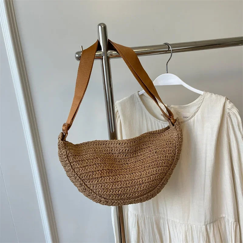 Bohemian Straw Woven Crossbody Bag – Women's Beach Handbag Straw Crossbody Bag Richie's Khaki