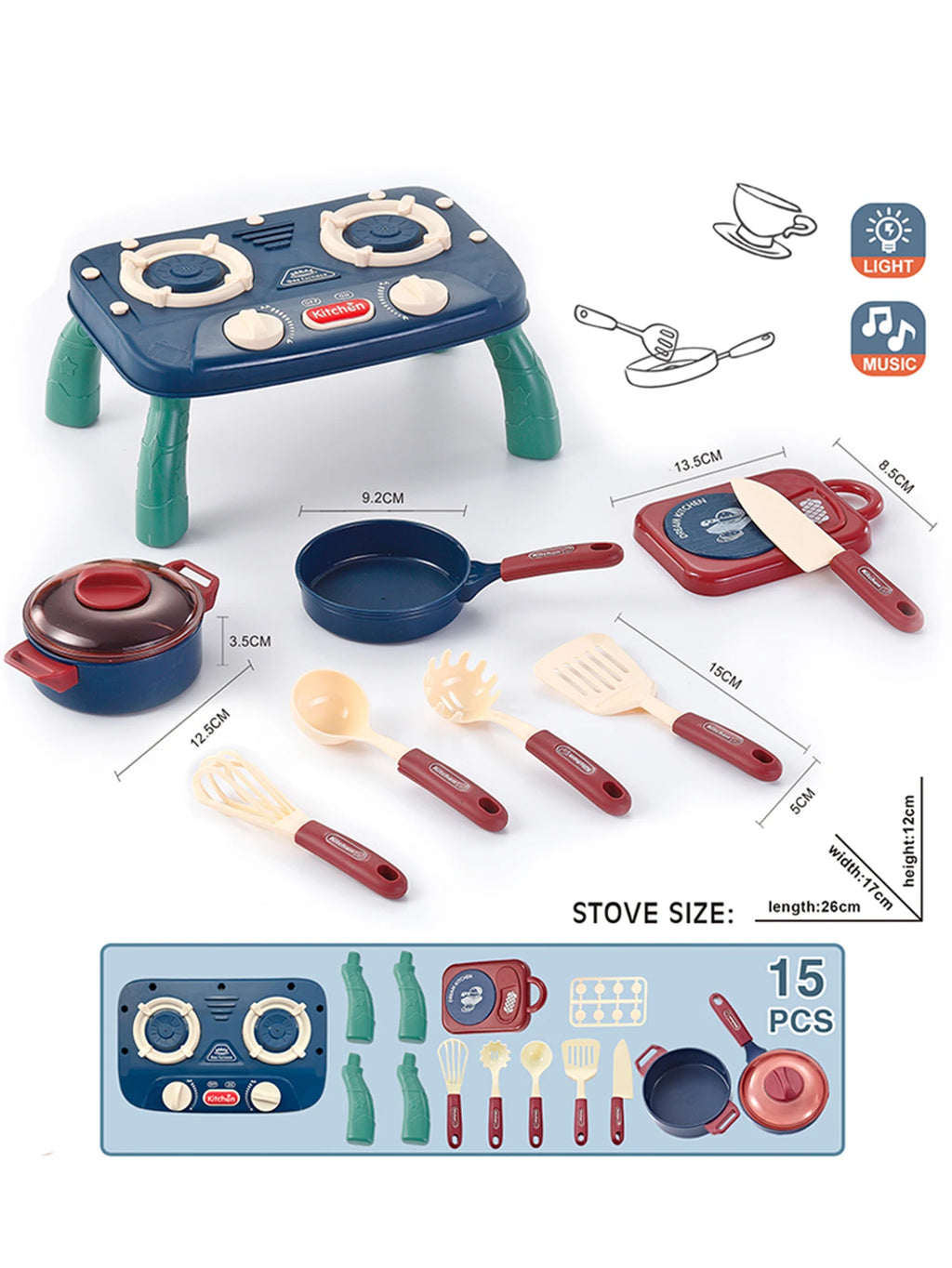 Kids Kitchen Pretend Play Set – Stove Toy with Lights & Sound Pretend Play Kitchen Richie's