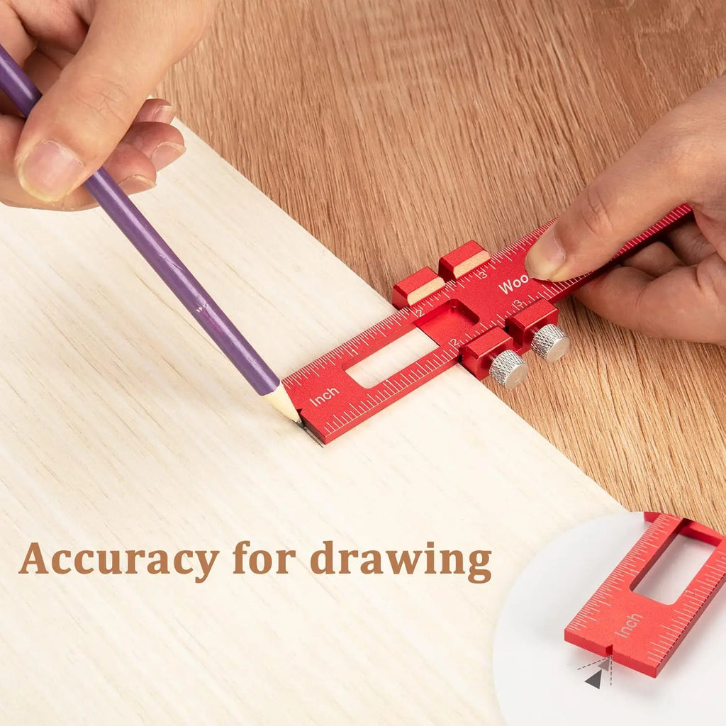 Precision Pocket Ruler 6/8/12 Inch Metal Slide Stop Marking Rule Woodworking Ruler Richie's