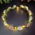 LED Rose Flower Wreath Headband – Light-Up Floral Crown LED Flower Headband Richie's F
