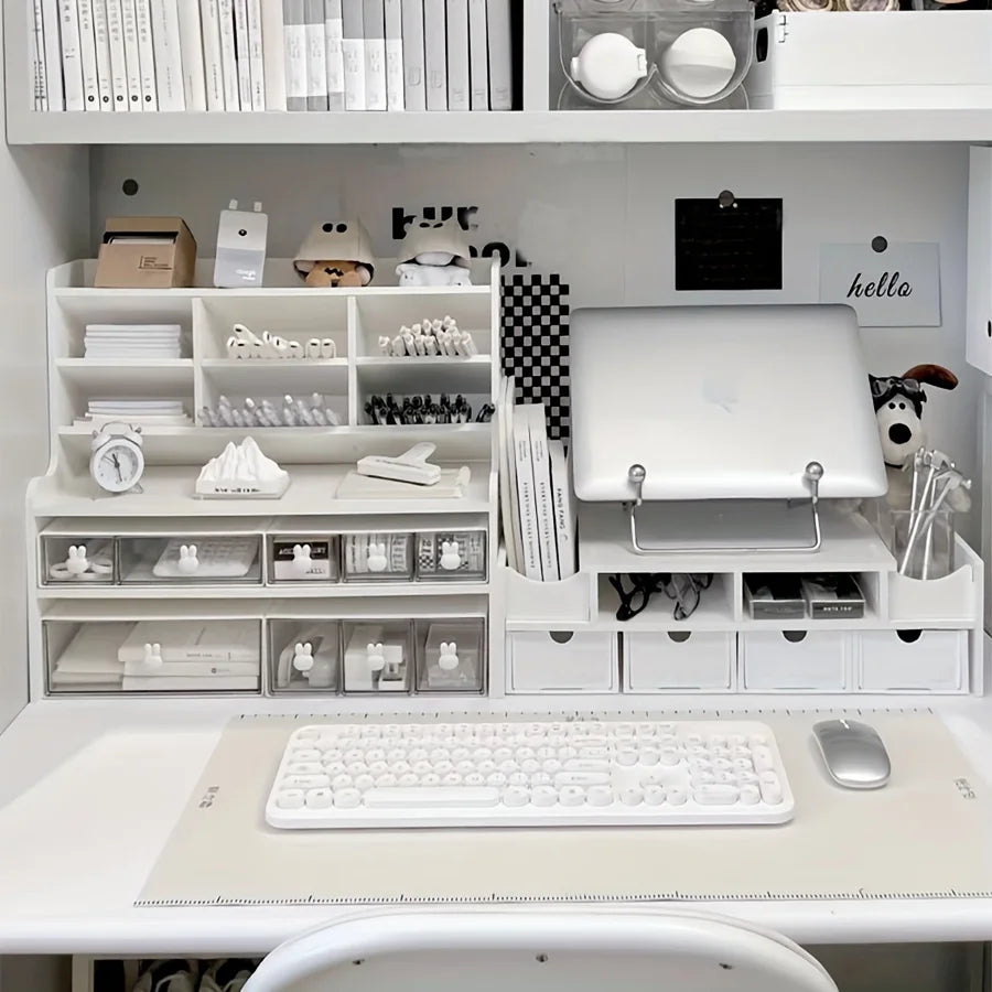 White Minimalist Monitor Stand Riser with Open Storage Monitor Stand Riser Richie's