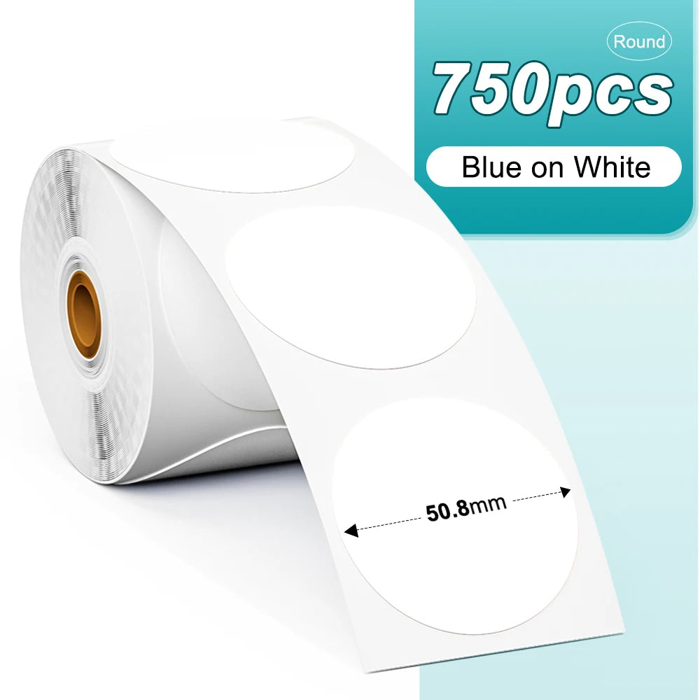 Phomemo 1000pcs Round Thermal Shipping Labels Rainbow Stickers Thermal Shipping Labels Richie's 750pcs White