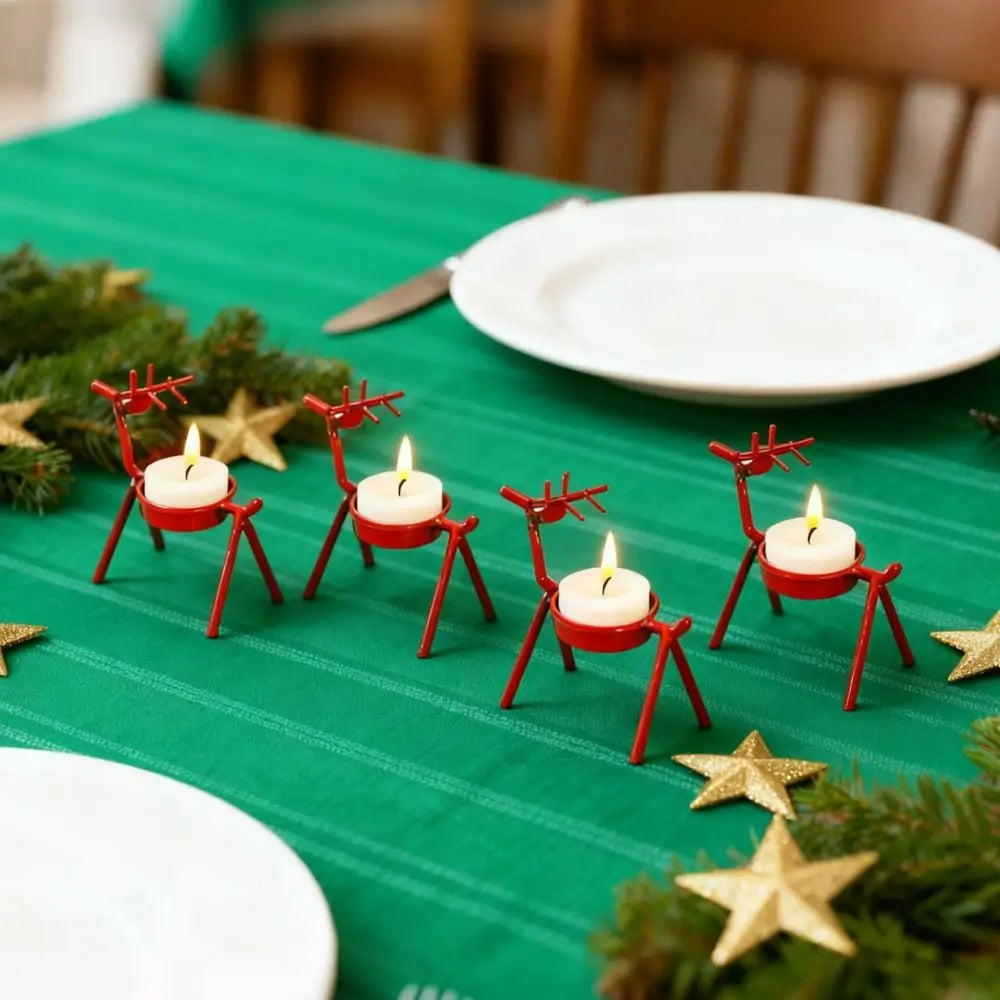 Christmas Reindeer Tealight Candle Holders | Metal Xmas Decor Tealight Candle Holder Richie's