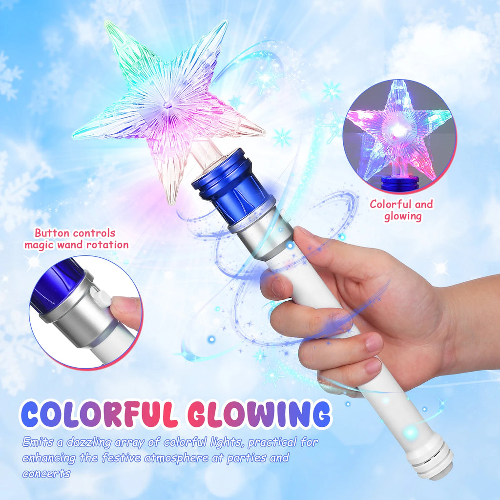 2-Pack LED Flashing Star Glow Wands – Light-Up Spinning Kids LED Glow Wand Richie's
