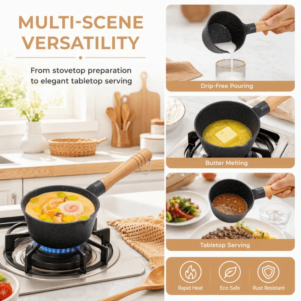 Maifan Stone Non-Stick Mini Frying Pan – Wood Handle Non-Stick Frying Pan Richie's