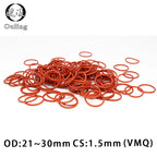 30PCS Red VMQ Silicone O-Rings CS1.5mm OD21-30mm Gasket Washers Silicone O-Ring Set Richie's