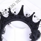 Black Rose Lace Crown Headband – Gothic Halloween Headpiece Costume Hair Accessory Richie's