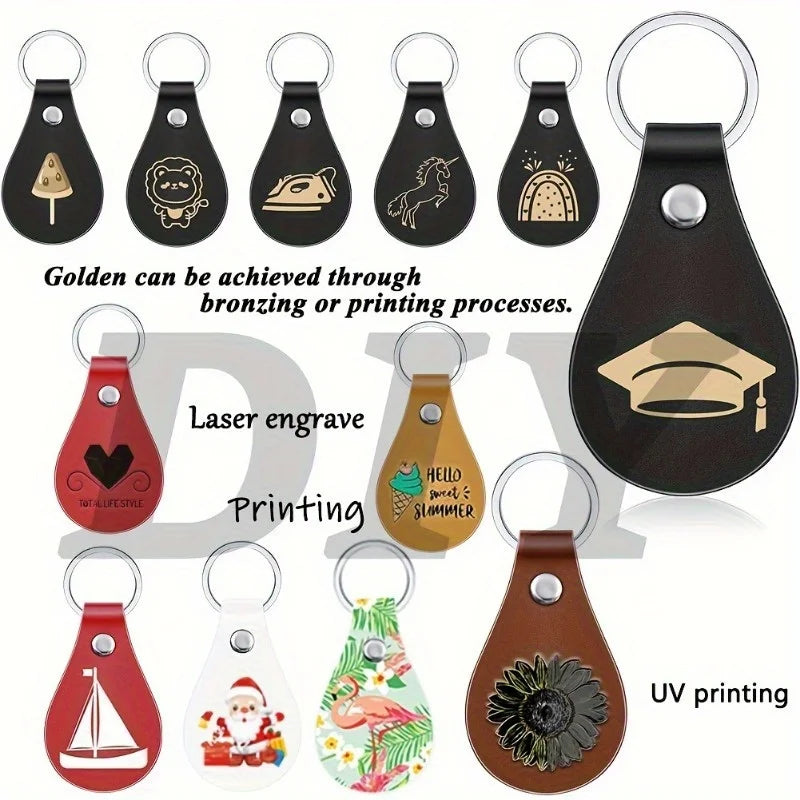 10pcs PU Leather Key Fob Blanks – Laser Engraving Keychain Kit Leather Keychain Blanks Richie's