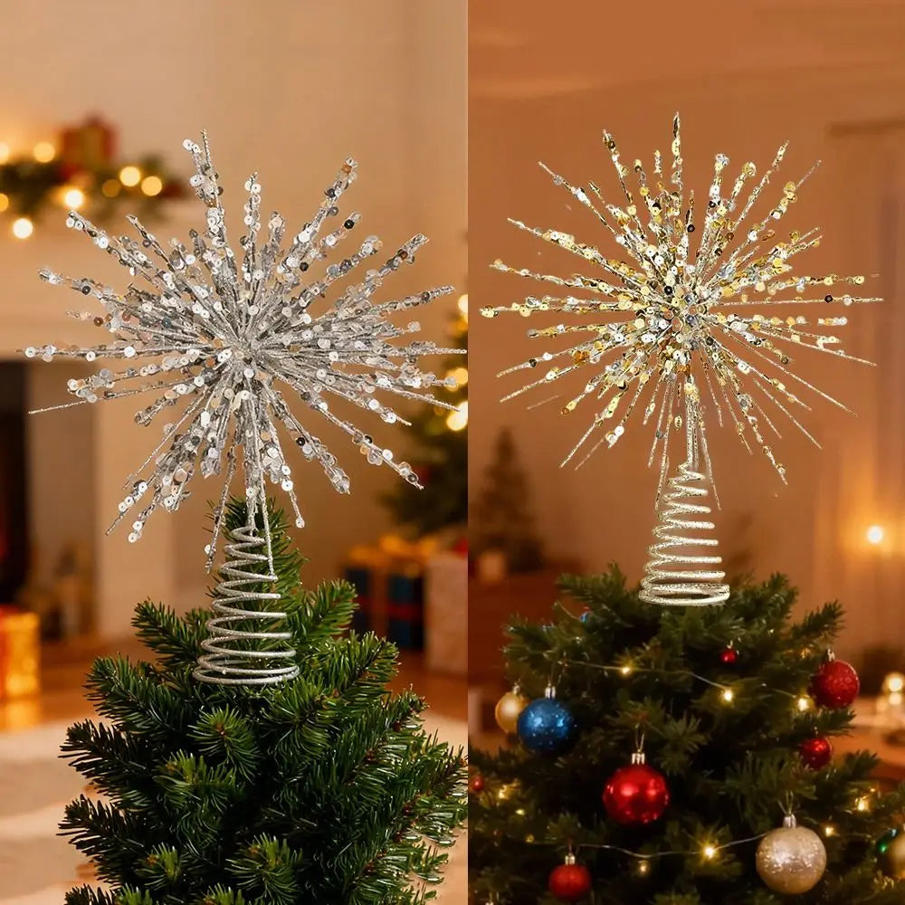 Glitter Christmas Tree Star Topper – Gold & Silver | 24×30cm Christmas Tree Topper Richie's