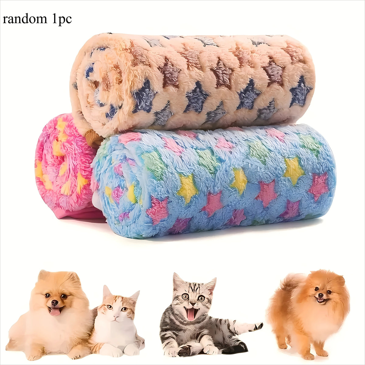 Polyester Pet Fleece Blanket for Dogs & Cats – 1/3 Pack Pet Fleece Blanket Richie's random 1pc 76X52CM