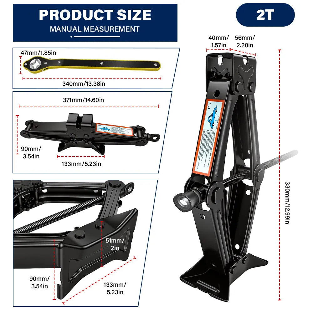 Foldable Manual Car Jack with Ratchet Wrench – 1.5T/2.5T Manual Car Jack Richie's