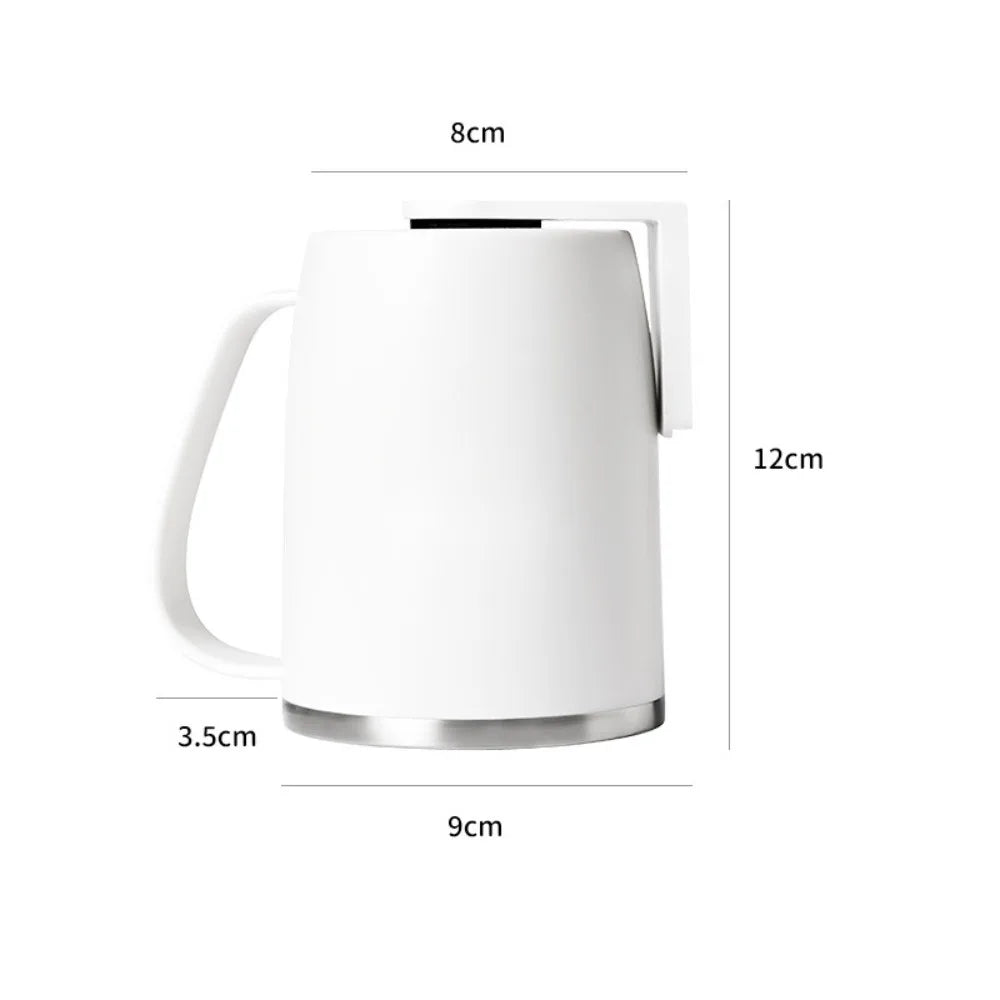 304 Stainless Steel Magnetic Mouthwash Cup – No-Drill 400ml Bathroom Cup Holder Richie's White